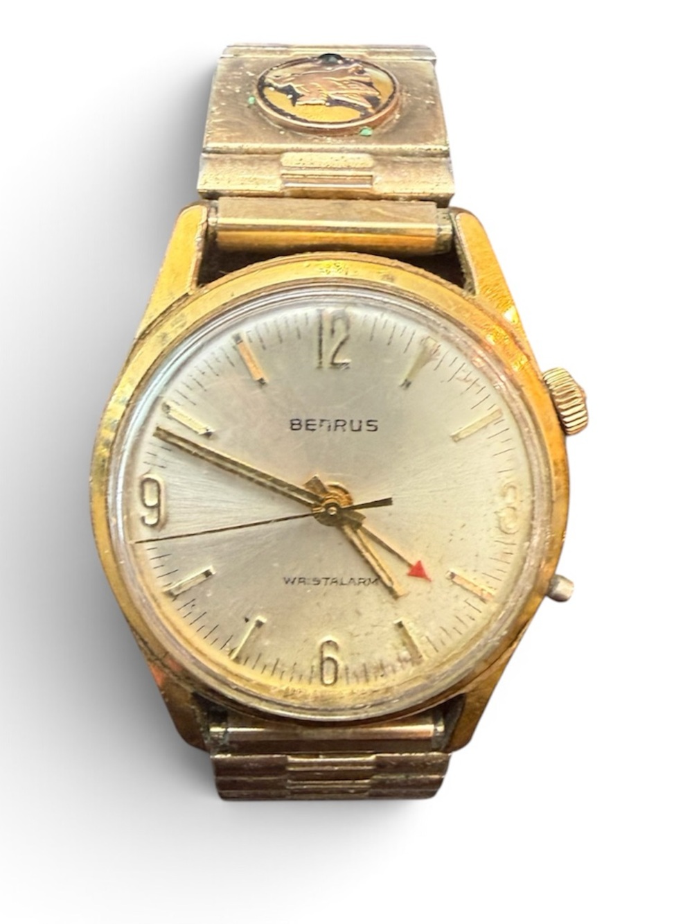 Vintage Benrus Series 3021 WristAlarm Watch Mobil Gas Pegasus Expansion Bracelet